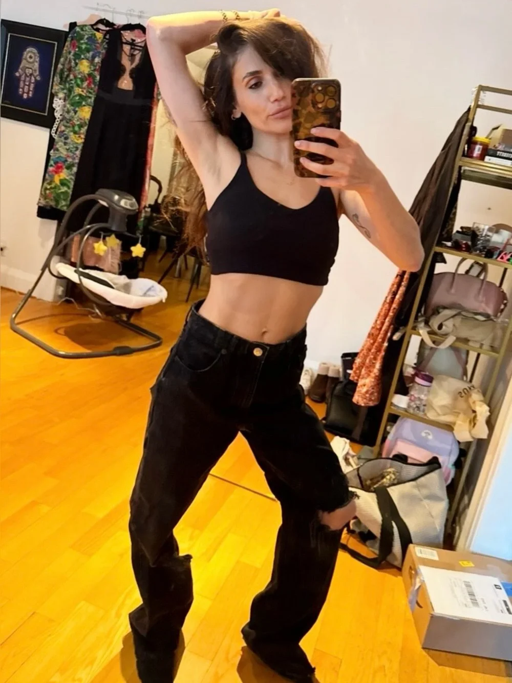 Zara washed black wide leg ripped jeans - Picture 2 of 9
